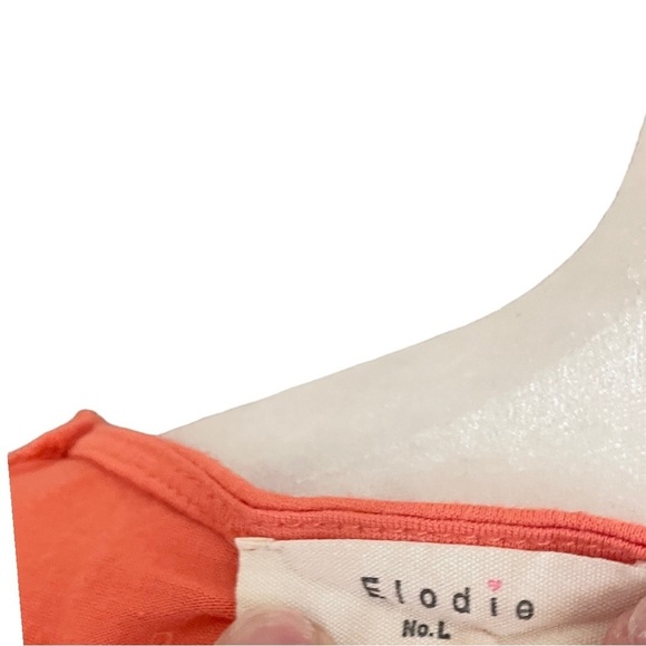 Elodie Coral Eyelet Tank Spaghetti Straps Size L EUC Orange Flowy Cotton - Picture 5 of 9
